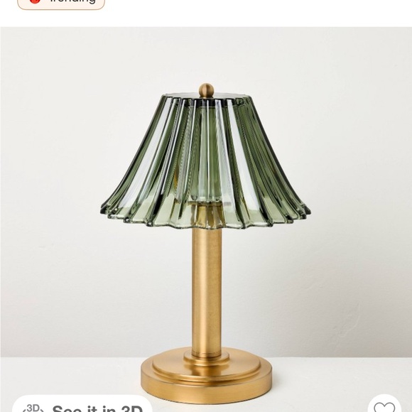 Hearth & Hand Glass Shade Table Lamp with Green Shade